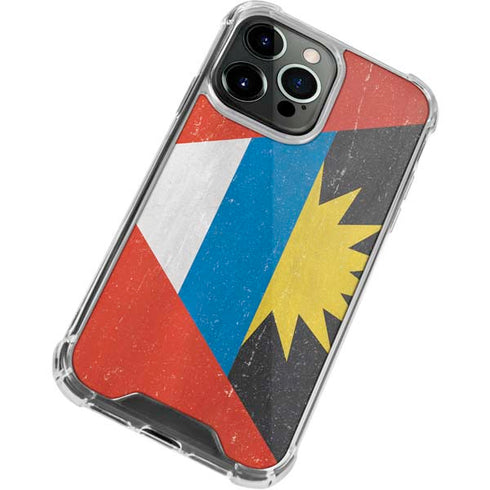 Antigua and Barbuda Flag Distressed iPhone 14 Pro Max Clear Case